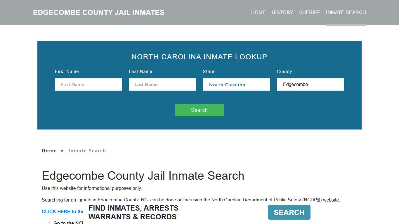 Edgecombe County, NC Detainee Lookup